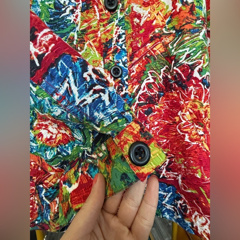 Chico's Multicolor Abstract Jacket Silk and Cotton Blend 🌱 - Picture 5 of 6